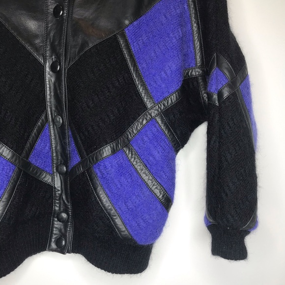 TORRAS OF SPAIN color block leather/mohair jacket - Picture 2 of 15